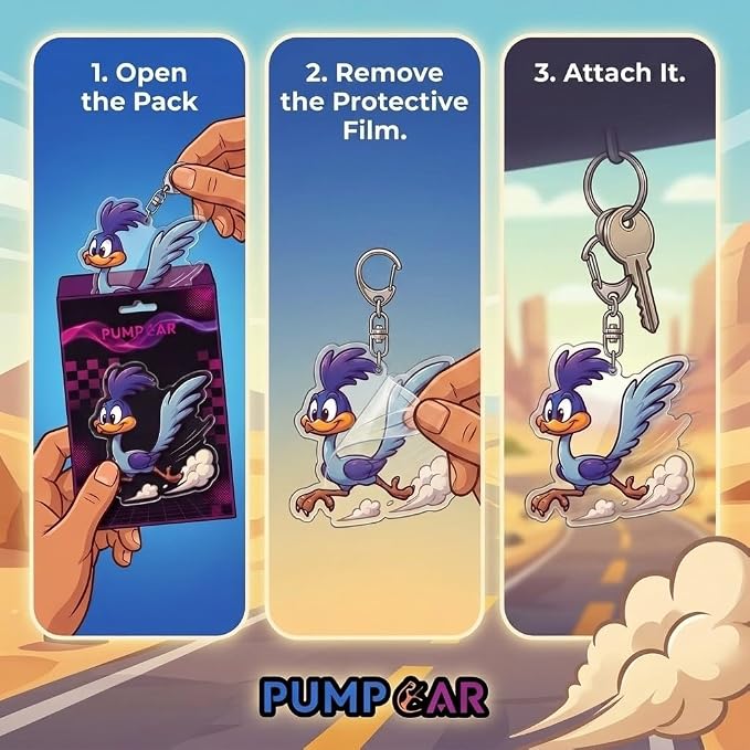 PumpCar Acrylic Keychain Double-Sided Charm Key Ring with Metal Clip Backpack Charm Bag and Car Key Accessory Collectible