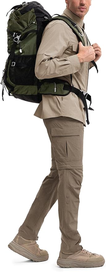 Moosehill Men's-Hiking-Pants Convertible Quick-Dry Water-Resistant Lightweight Zip-Off Outdoor with 5 Deep Pockets