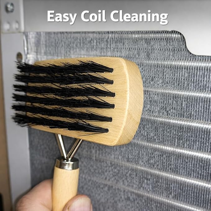 HVAC Coil Cleaning Brush & Fin Comb Tool, Dual-Sided Evaporator and Condenser Coil Cleaner for AC Units, Mini Split, Window AC and Outdoor Condenser, Stainless Steel Pins with Soft Bristles