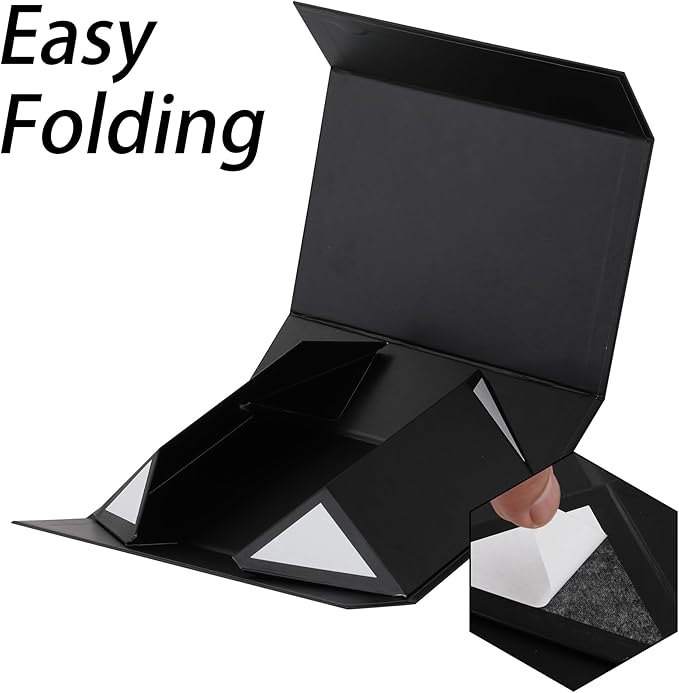 MUMUPACK 4 Pack Black Gift Boxes With Lids,12x8x4.5 Inch Bridesmaid Proposal Box And Printable Stickers,Proposal Boxes With Ribbon For Wedding, Packaging, Present, Birthday