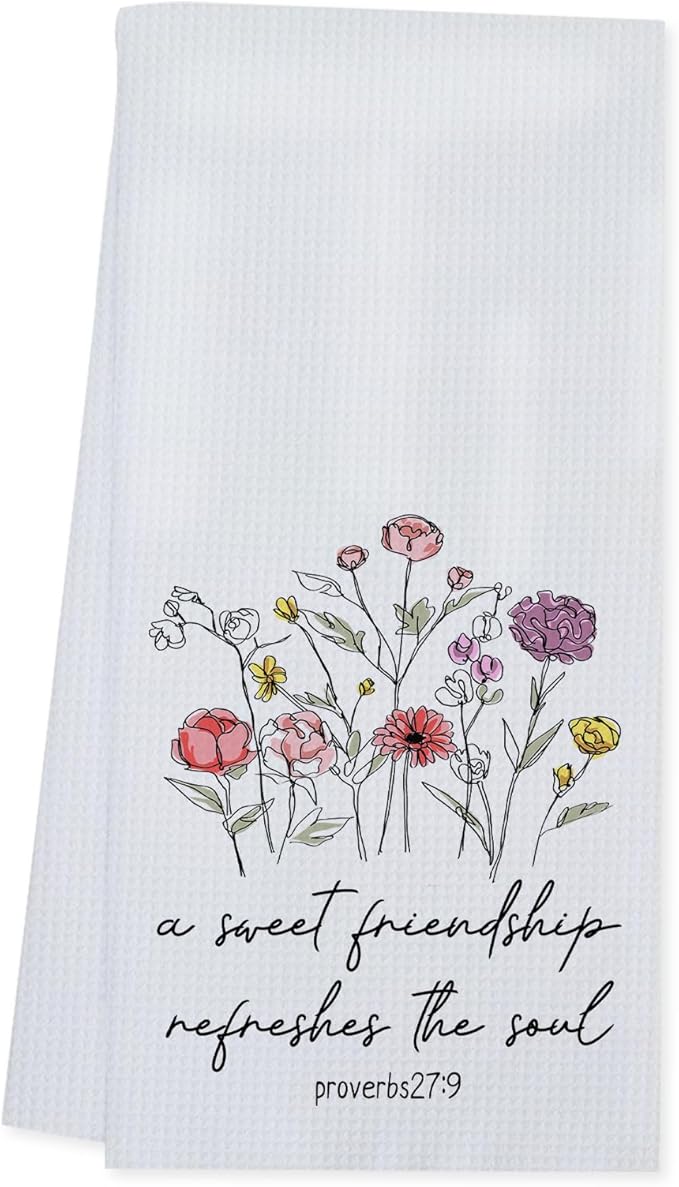 Gift Dish Towels for Best Friend, Christian Gifts for Men and Women, for Friends, Friendship Gift Tea Towels (24 x 16 in)