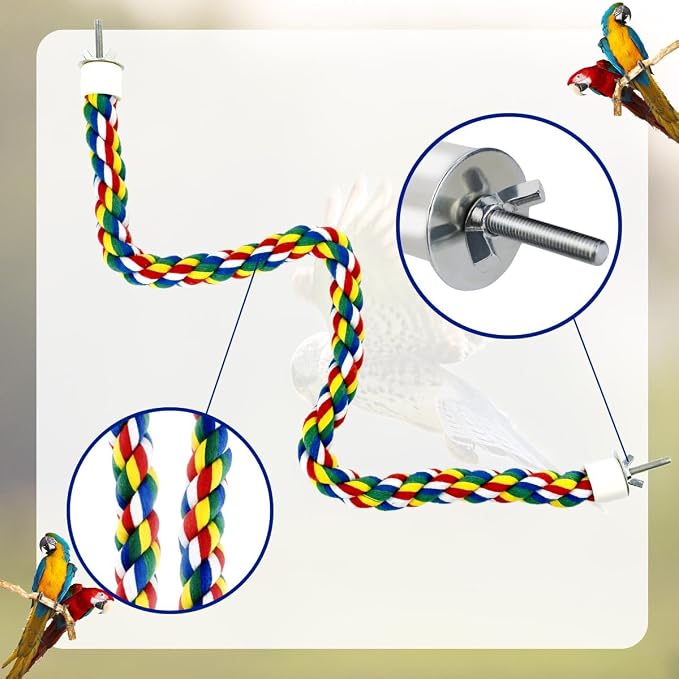 23.6 Inches Colorful Rope Perch for Bird Bungee Climbing Swing Parrot (Pack of 2)