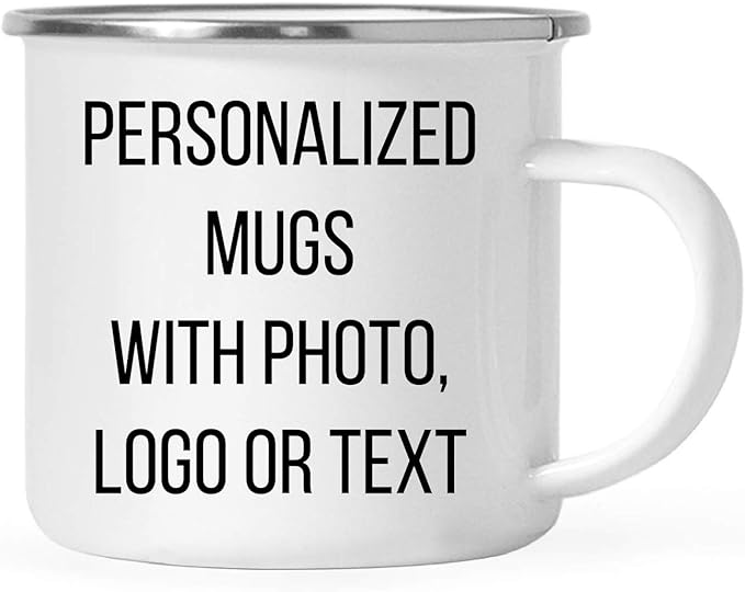 Andaz Press Personalized 11oz. Stainless Steel Custom Campfire Coffee Mug, Custom Mug With Picture, Logo, or Text, Includes Gift Box