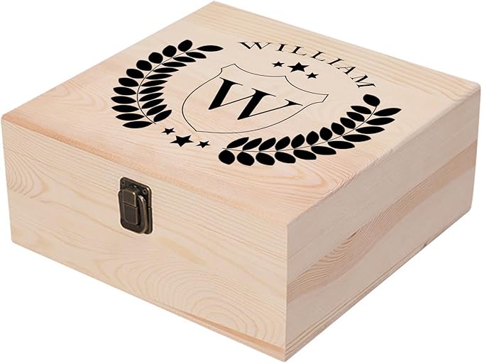 Personalized Keepsake Memory Box Custom Name Wooden Decorative Storage Box with Lids, Christmas Gift Box for Women Men Customized Gifts for Birthday Anniversary Wedding Graduation