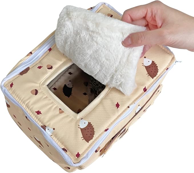 Handmade Portable Sleeping Bag Pouch House Hideout Cave Habitat for Hedgehog Bed Guinea Pig Ferret Squirrel Small Animal Bed Nest House Cage Forest Hidey Curtain (Beige)