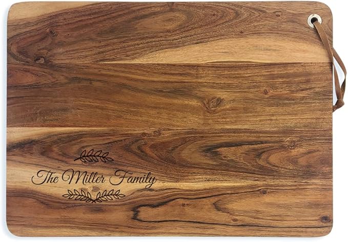 Engraved Custom Message Acacia Personalized Cutting Board, Charcuterie Board, Kitchenware Wedding Gift