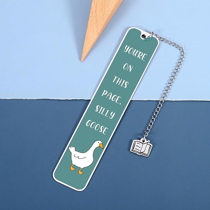 Aiseavril Cadeau Green Goose Bookmark - Stainless Steel - 1 pc for Book Lovers