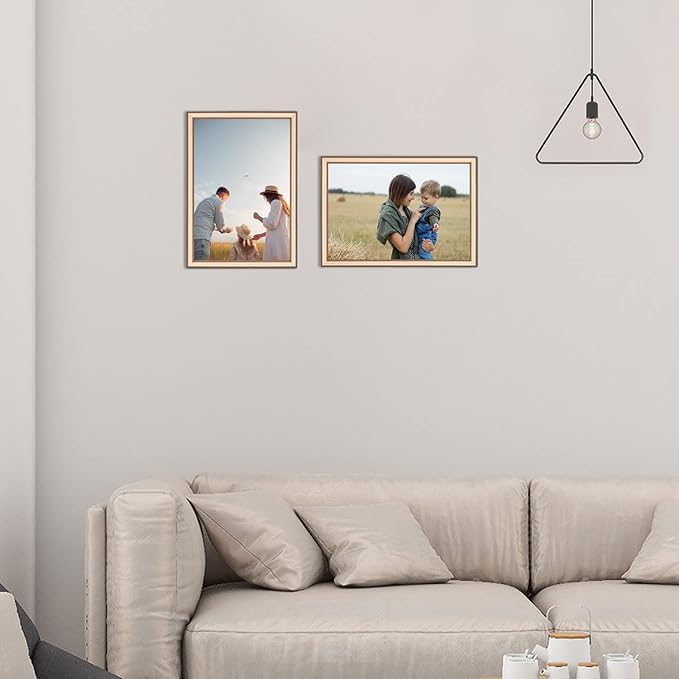 6x8 Picture Frame set of 2 Matte Brass Modern Simple Thin Aluminum Metal Photo Frame with HD Real Glass, Display for Tabletop and Wall Collage. (2 Pack)