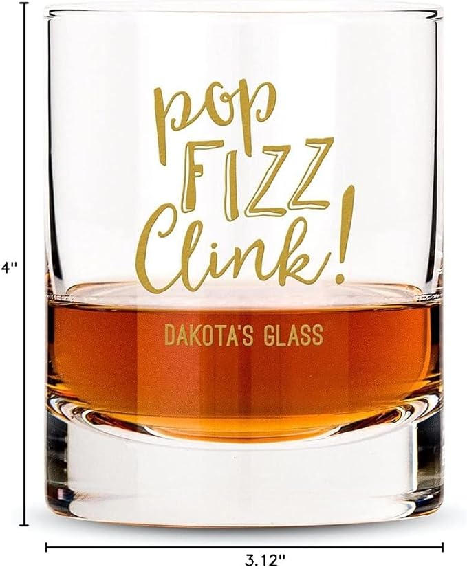 WEDDINGSTAR Personalized Whiskey Glass 11oz - Pop Fizz Clink!