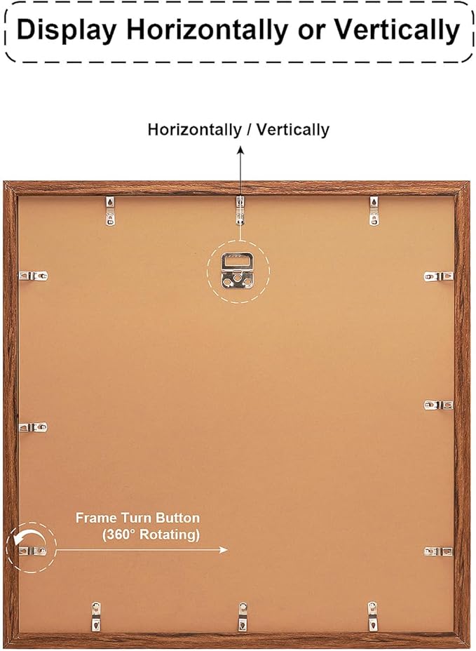 17x17 Collage frame with 9 Openings 4X6 Pictures, Multiple Picture Frame with Mat, Wall or Tabletop Decor, Carbonized Brown Wood Grain,2 Pack