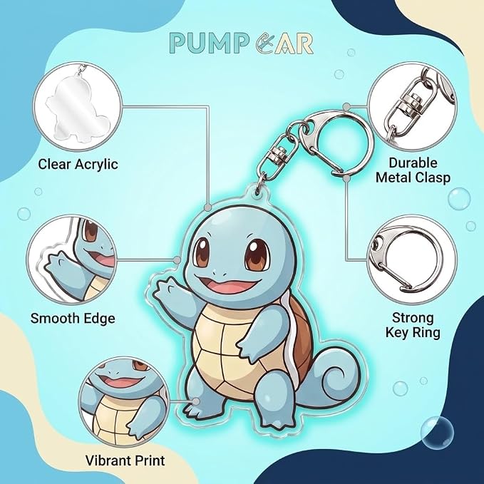 PumpCar Acrylic Keychain Double-Sided Charm Key Ring with Metal Clip Backpack Charm Bag and Car Key Accessory Collectible
