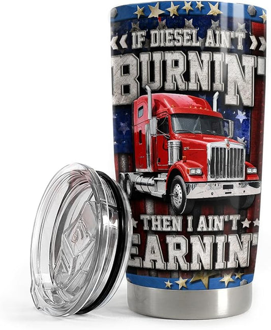 SANDJEST Trucker Tumbler 20oz Stainless Steel Insulated Travel Mug Cup for Men Dad Husband Truck Driver Gifts for Birthday Christmas Fathers Day
