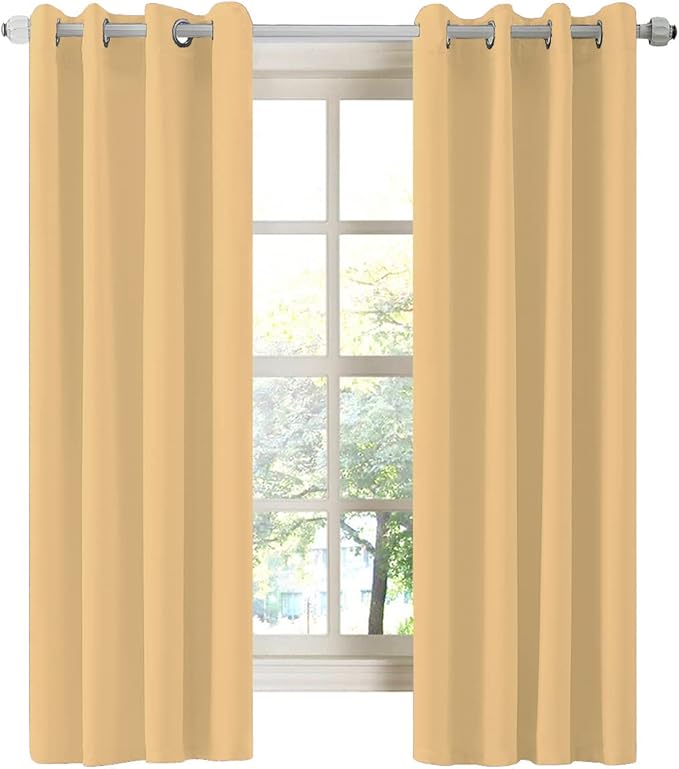 LA PALMA Thermal Insulated Blackout Darkening Grommet Living Room Curtains Window Drapes for Bedroom Pack of 2 Panels