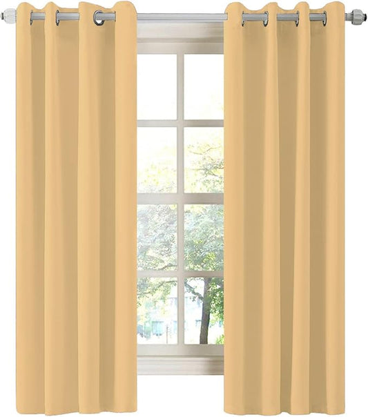 LA PALMA Thermal Insulated Blackout Darkening Grommet Living Room Curtains Window Drapes for Bedroom Pack of 2 Panels