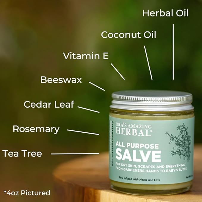 Ora's Amazing Herbal, Hand Salve for Men, Healing Ointment, Foot Balm, Calendula Cream, Salve, Comfrey Salve, All Purpose Salve, Cracked Heels, Cuticle Cream