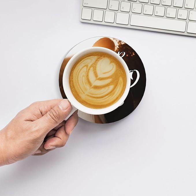 Custom Coasters, Personalized Ceramic Coasters with Photo Logo Text, Customized Cup Mat for Weddings, Bars, Coffee Table, Homes, Offices 6PCS