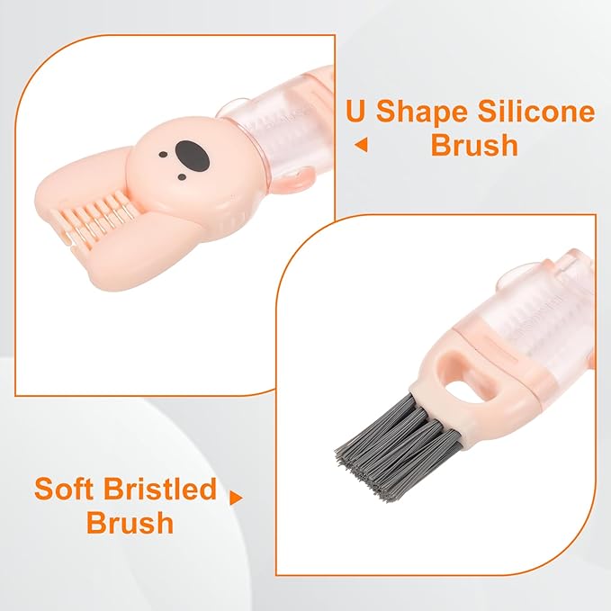 uxcell 3pcs Cup Lid Cleaning Brush, Water Bottle Cleaner Brush with Rabbit Pattern, for Tight Spaces, Bottle Gap Pink
