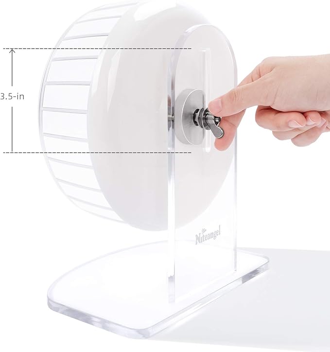 Niteangel Super-Silent Hamster Exercise Wheel: Quiet 8.2 inch Running Wheel | Can 9.1-11.8" Adjustable Height - No Bend Back Spinner Running for Dwarf Syrian Hamster Gerbils Mice Or Other Small Animal