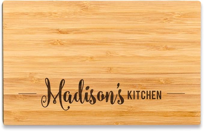 Andaz Press Personalized Laser Engraved Small Bamboo Wood Cutting Board, 9.5 x 6-inch Custom Name's Kitchen Grandma Mother's Day Mom's Birthday Cutting Board Gift Idea