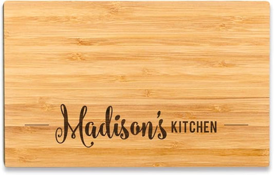 Andaz Press Personalized Laser Engraved Small Bamboo Wood Cutting Board, 9.5 x 6-inch Custom Name's Kitchen Grandma Mother's Day Mom's Birthday Cutting Board Gift Idea
