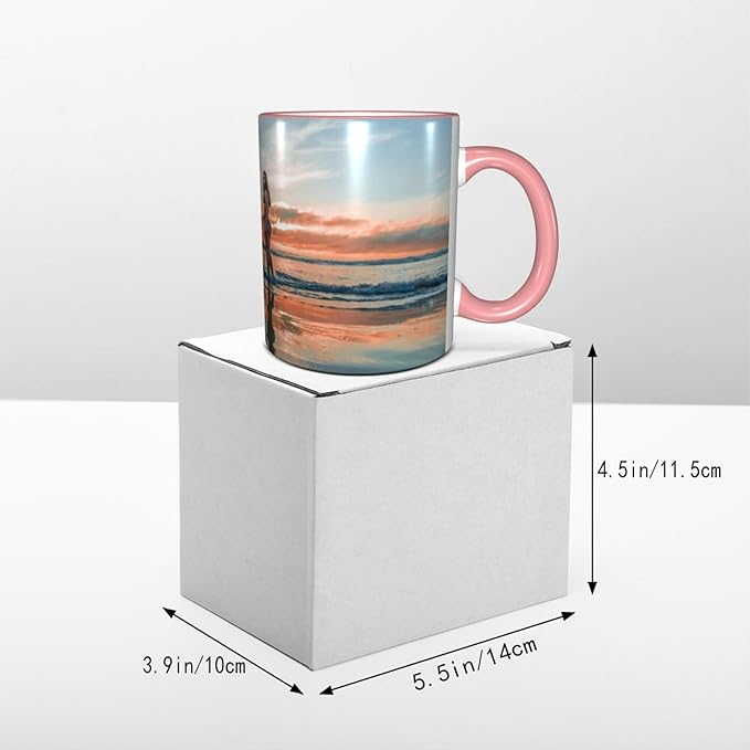 Custom Mugs and Coffee Cups Partial or Full Size Printed Creative Designs Customizable with Your Photos Images Text (Full-Width, Pink)