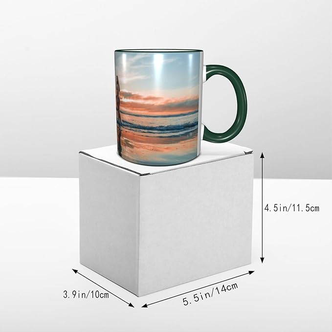 Custom Mugs and Coffee Cups Partial or Full Size Printed Creative Designs Customizable with Your Photos Images Text (Full-Width, Dark Green)