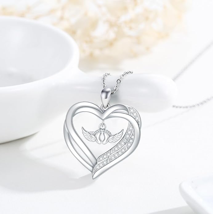 Angel Heart Miscarriage necklace loss of pregnancy for Mother 925 Sterling Silver necklace