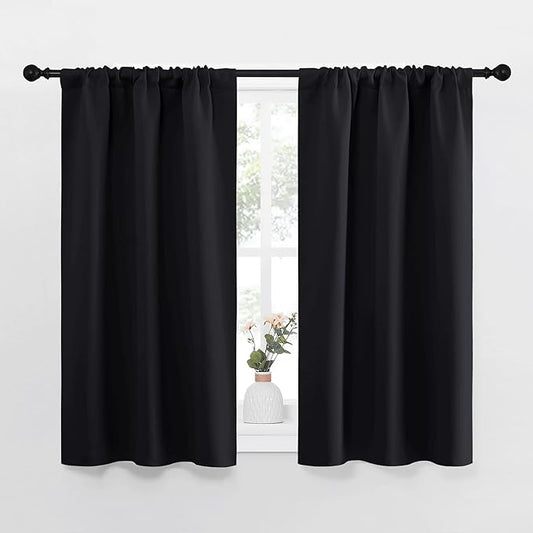 NICETOWN Black Out Curtain Panels for Kitchen - Energy Smart Decoration Thermal Insulating Blackout Drapes/Draperies for Small Window (2 Panels, 29 inches Wide by 40 inches Long)