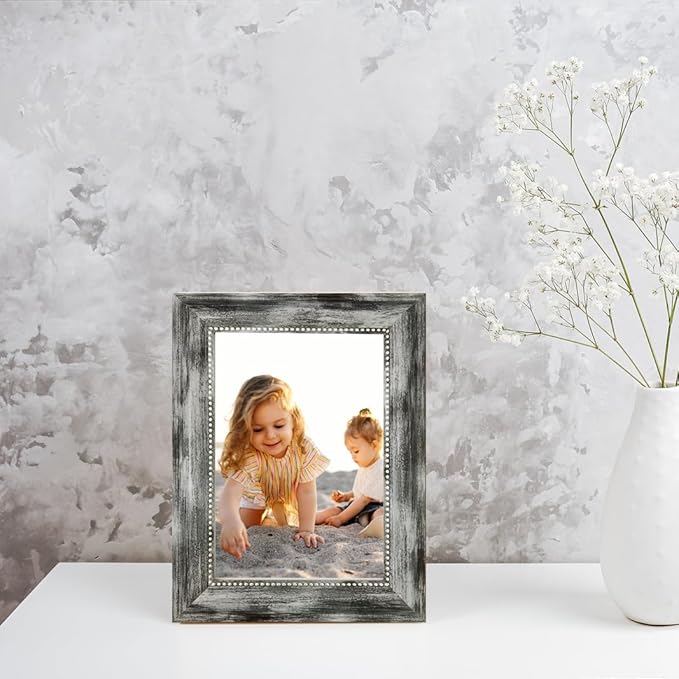 5x5 Picture Frame with Real Glass, 4 set Ornate Vintage Picture Frames for Wall or Tabletop Display, 5 x 5 photo Frame for Wall home best gift