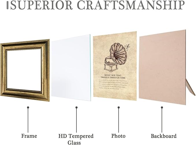 8x8 Picture Frame 4 set Ornate Vintage Picture Frames Gold for Wall Display, Gold 8 by 8 Frame for Wall home best gift
