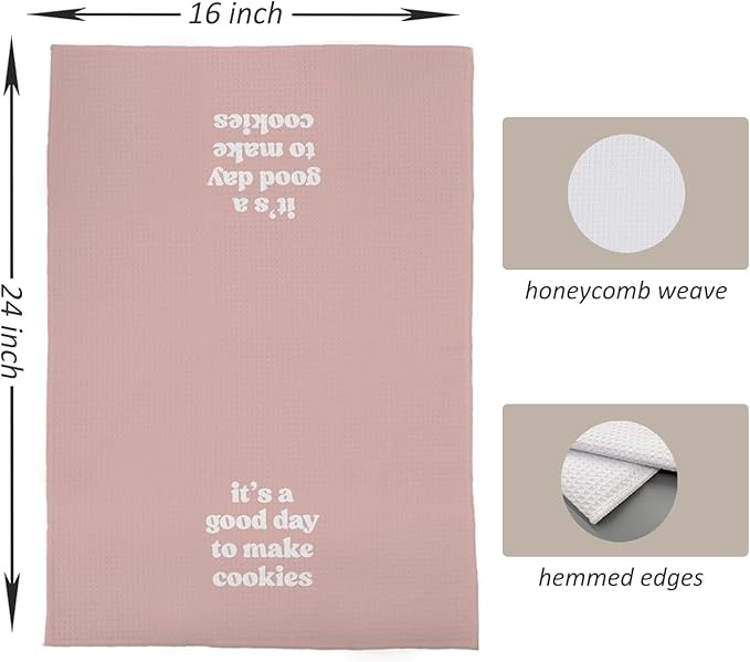Baking Towels, Tea Towels for Baking, Gifts for Bakers Cookie Lovers Cooks, Baking Gifts for Women Bakers, It's a Good Day to Make Cookies Kitchen Towels, 16x24 （13）