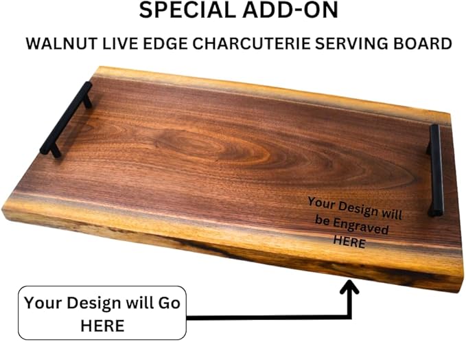 Personalized Cutting Board Wedding Gift Elegant Walnut Polished Live Edge Wood Display Custom Engraved Rustic Unique Anniversary Bride Groom Newlywed Couple Parents Housewarming (Embracing Swirls)