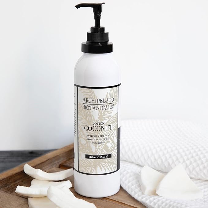 Archipelago Botanicals Coconut Moisturizer, Nourishing Coconut Body Lotion for Hydrated, Vibrant Skin, Paraben Free, Phthalate Free, 18 oz
