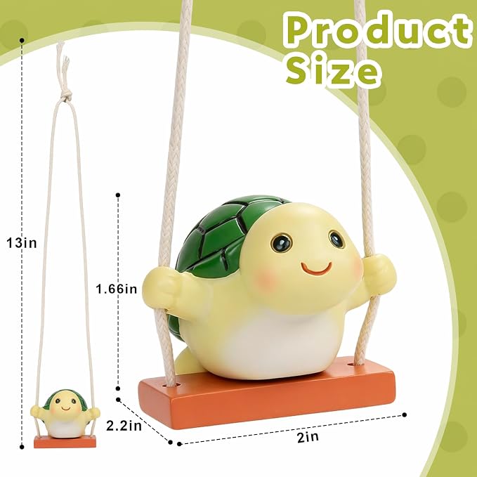 YGMONER Swinging Tortoise Car Hanging Ornament – Funny Rear View Mirror Hanging Accessories, Ideal Gift for Animal Lovers (Tortoise)