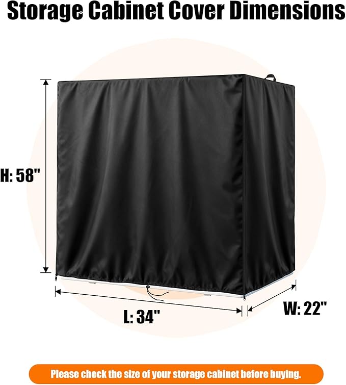Kasla Storage Cabinet Cover, Outdoor Chest Storage Waterproof Cover, Weatherproof Cabinets Covers for Kitchen Patio Garden Backyard - 34"Lx22"Wx58"H
