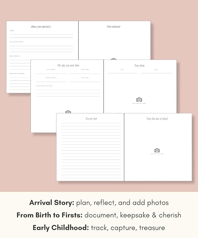 Lamare Baby First Year Book – Baby Memory Book for Girls & Boys - Baby Milestone Book from Pregnancy to Childhood – Cute Baby Book Keepsake Gift