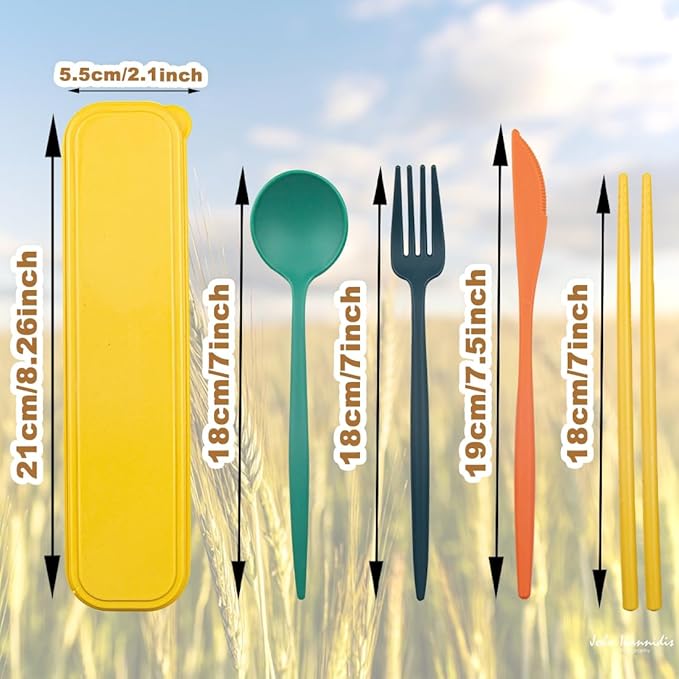 4 Sets Reusable Utensils Set with Case,Camping Cutlery Set Travel Silverware Set with Case Lunch Utensils Set for Work,Utensil Sets for Lunch Picnic Daily Use Outdoor (COLOR B)