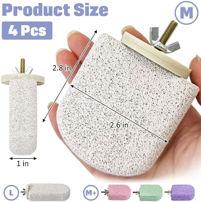 BNOSDM 4 Pcs Bird Beak Grinding Stone Calcium Parrot Perch Stand 2.8*2.6in | Natural Volcanic Lava Stone, Mineral Block, Birds cage platform for Parakeets Cockatiels Conures,Biting Toys for Small Bird