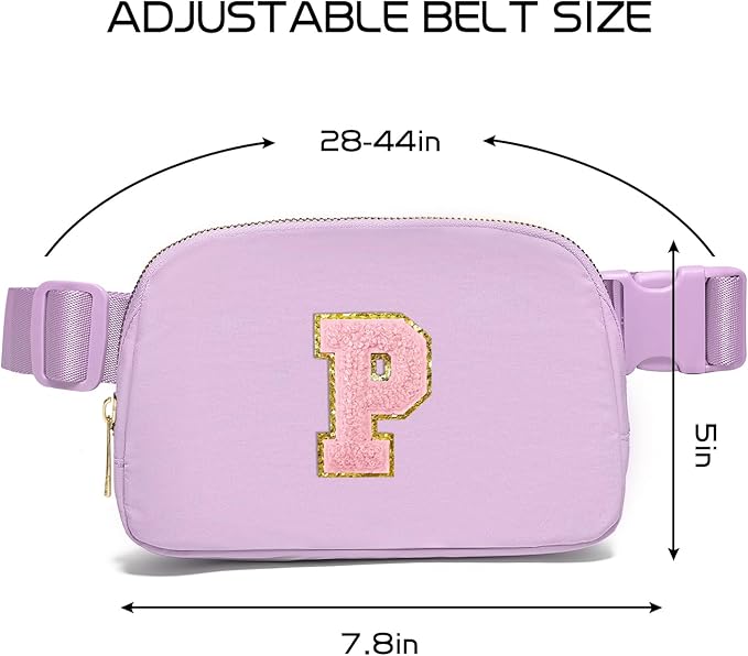 Gitus Initial Belt Bag Fanny Pack Crossbody Bag for Girls Birthday Gifts Age 8-10 Teen Girl Gifts Trend Stuff Personalized Letter Gifts for Daughter Sister (Lavender-P)