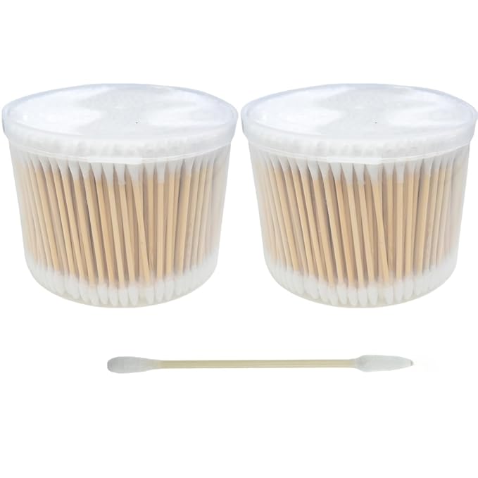 Cotton Swabs, 1000 Count Bamboo Sticks Cotton Swabs with Storage Box Cotton Buds with Wooden Handles For Ears Makeup or Nails Personal Care, One Pointed Tip