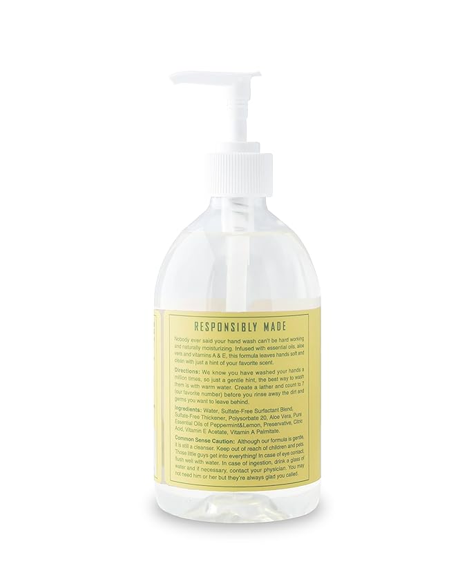Rebel Green Liquid Hand Soap - Moisturizing Natural Bathroom & Kitchen Liquid Soap - Gentle Household Hand Wash (Peppermint and Lemon, 16.90 Fl Oz (Pack of 4))