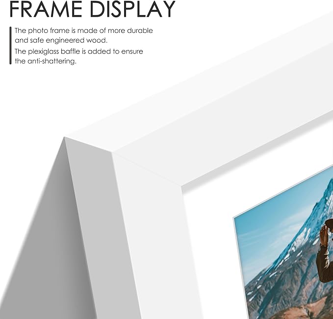 12x16 Picture Frame 5x7 Collage Picture Frame Displays Four 5x7 inch Photos or 12x16 (Without Mat) for Available Horizontal Wall Mounting Display and Vertical White