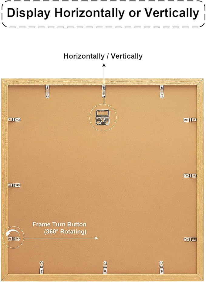 17x17 Collage frame with 9 Openings 4X6 Pictures, Multiple Picture Frame with Mat, Wall or Tabletop Decor, Natural Wood Grain,2 Pack