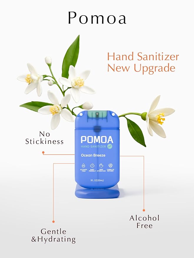 Alcohol Free Hand Sanitizer Spray, Non Irritating, Hydrating and Non Greasy, Gentle Fine Mist, Travel-Friendly Pocket Size 1 Fl Oz (Pack of 3), Fresh Care