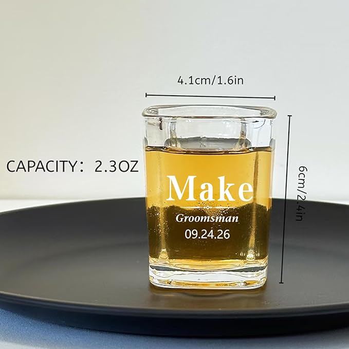 Personalized Groomsmen Gifts, Whiskey Glass 10 oz, Best Man Gift Custom Wedding Party Barware, Old Fashion Cup for Brandy Whiskey Beer for Men, Rocks Glasses for Dad, Husband (Style B)