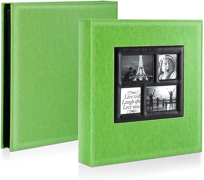 Ywlake Photo Album 4x6 500 Pockets Photos, Extra Large Capacity Family Wedding Picture Albums Holds 500 Horizontal and Vertical Photos Green