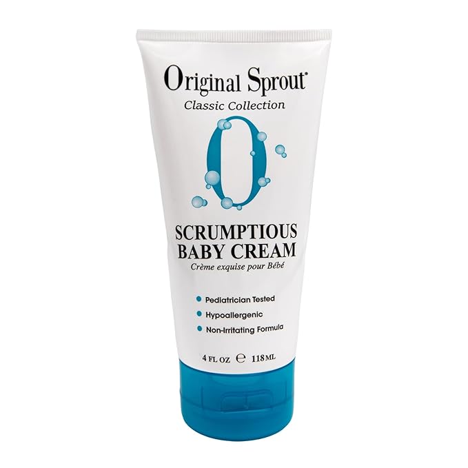 Original Sprout Scrumptious Baby Cream, Gentle Moisturizing Cream for Dry, Sensitive Skin & Diaper Rash, Non-Greasy Baby Lotion with Zinc Oxide & Calendula for Face & Body, 4 fl oz