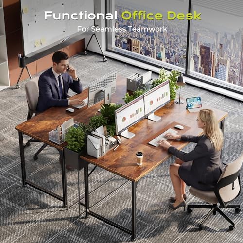 PRAISUN 55 Inch Computer Desk, Office Desk, Spacious Desktop, Rustic Brown