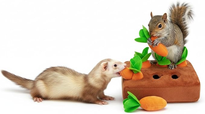 Ferret Foraging Toys Novelty Carrot Snuffle Mat Interactive Pet Treat Enrichment Toys for Small Animals Bunny Rabbit Chinchilla Guinea Pig Hamster (6Carrot)