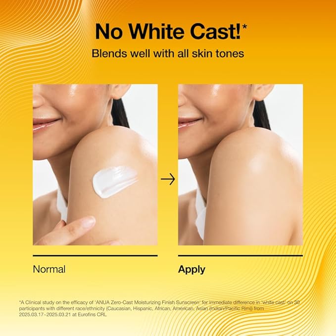 Anua, Zero-Cast Moisturizing Sunscreen SPF 50, Glow Natural Sunscreen for face, No White Cast, Hyaluronic Acid, Niacinamide, Oil-Free, KPop Demon Hunters, Korean Skincare, 1.69 fl oz